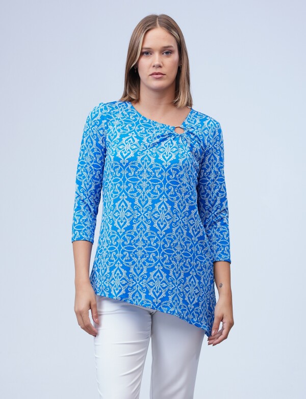 Blusa Asimetrica AZUL/BLANCO