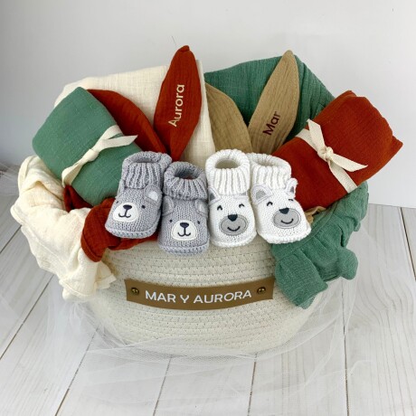 Cesta algodón amor para mellis o gemelos/as Cesta algodón amor para mellis o gemelos/as