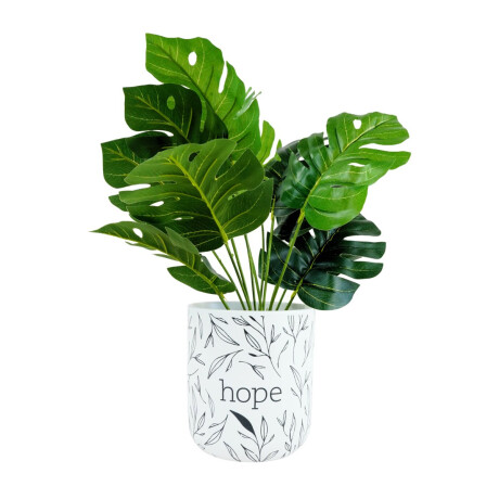 Maceta de ceramica blanca diseño hoja Hope Maceta de ceramica blanca diseño hoja Hope