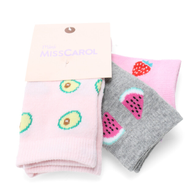 Medias Mini Miss Carol Media Fruits pack X3 Rosado Claro / Gris / Rosado