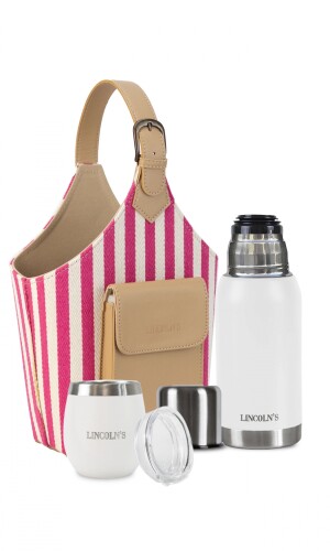 KIT MATERO HOUSES TELAR RAYAS FUCSIA C/ BLANCO