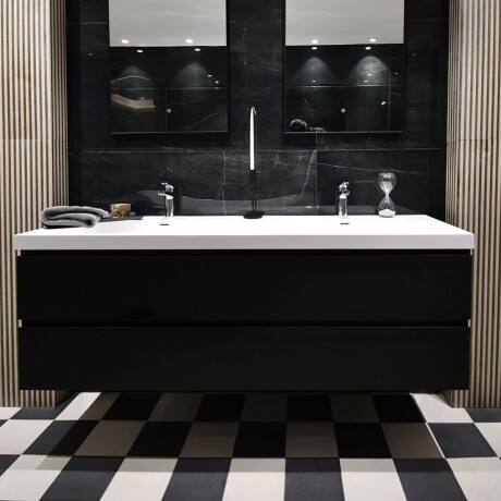 MUEBLE DE BAÑO NEGRO 160X48X50CM CON 2 BACHA Y 2 CAJONES AQUALIA NEGRO
