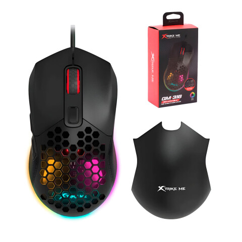 Mouse Óptico Gamer Xtrike Me GM-316 RGB 7200DP 13 Efectos Color Negro