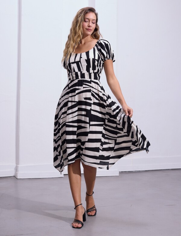 Vestido Printed NEGRO/CRUDO