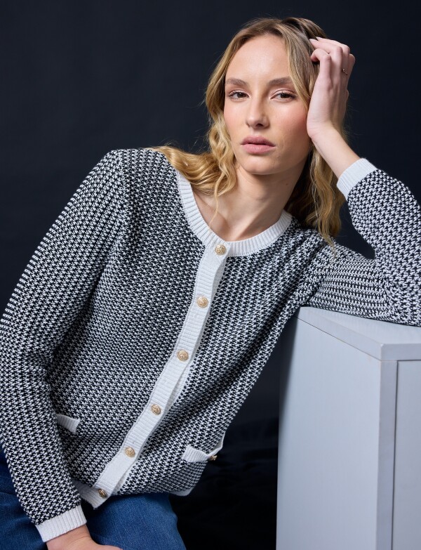 Cardigan Tweed NEGRO/BLANCO