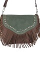 Cartera con flecos y solapa Verde