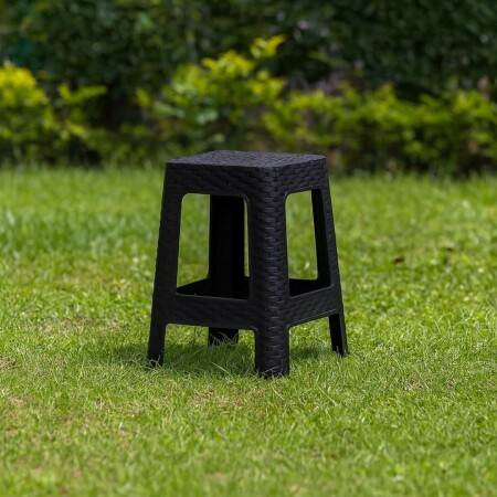BANQUETA DE PLASTICO SIMIL RATTAN NEGRO NEGRO