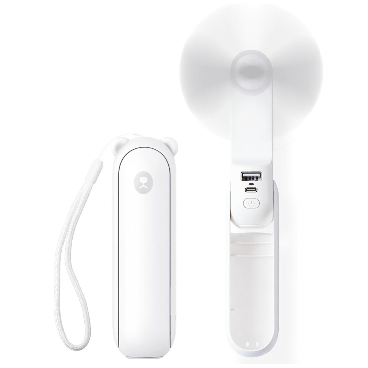 Mini Ventilador 2 en 1 Linterna Portatil Recargable Llavero - Variante Color Blanco 