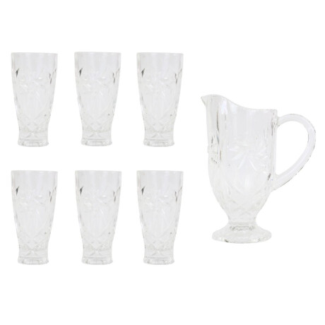 Jarra de vidrio + 6 vasos de vidrio Jarra de vidrio + 6 vasos de vidrio