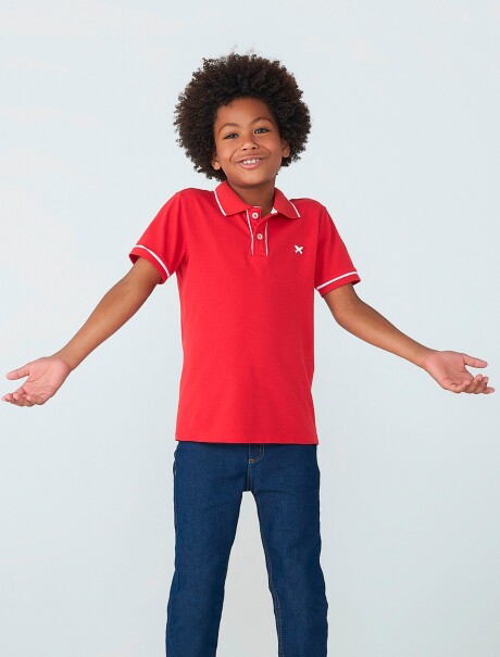 CAMISA DE CUELLO CON ESTAMPADO ROJO