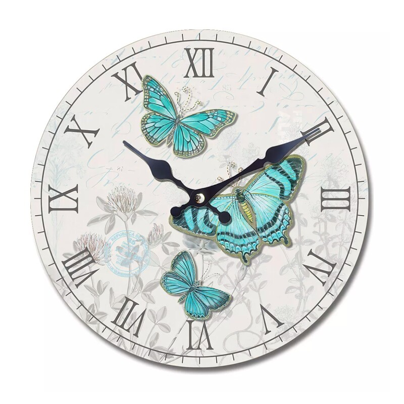 Reloj de pared mdf D28,8x3,5 cm MARIPOSAS