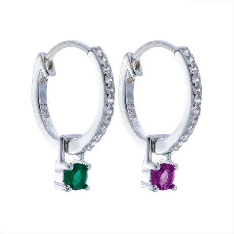 Par de aros de plata 925 con circonias colgante. Par de aros de plata 925 con circonias colgante.