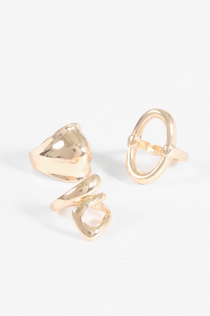 Set de anillos bold dorado