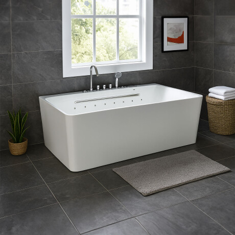 HIDROMASAJE EN ACRILICO PURO INCL 9 JETS + LUZ LED + CASCADA + PARLANTE EXT BLANCO