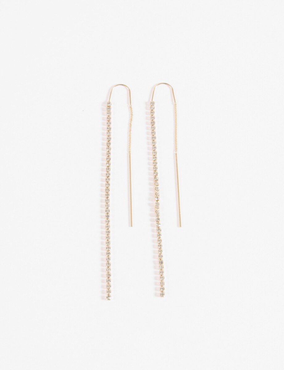 Caravanas largas party strass - dorado 