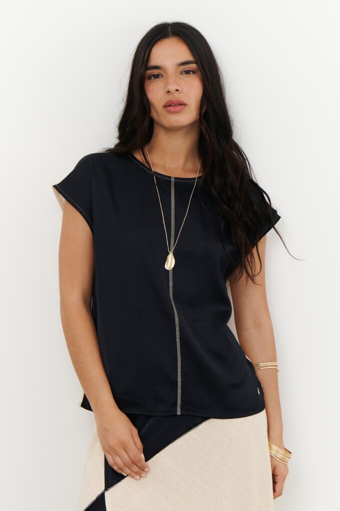 BLUSA LINO SATEN NEGRO