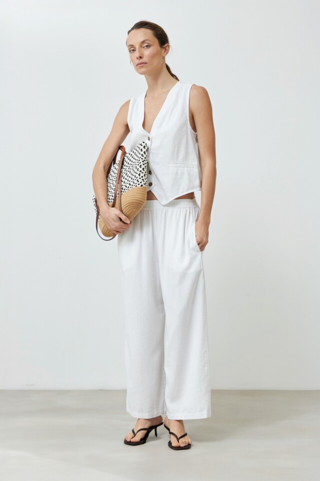 Chaleco sastrero de lino blanco