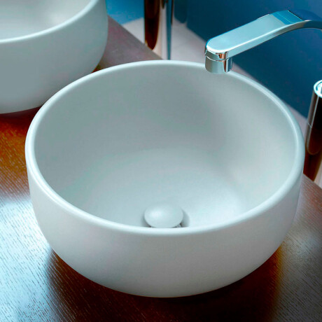 Bacha redonda de loza blanca mate para apoyar 42 diá 000