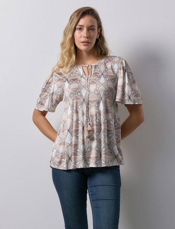 Blusa Plisada BEIGE/MULTI