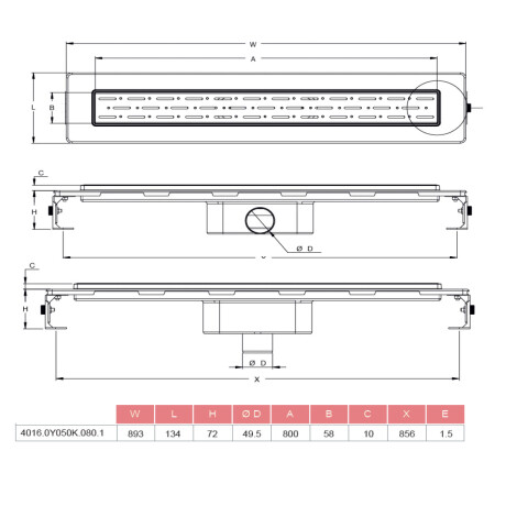 Desague De Duchero Lineal Con Rejilla Pulido 83 Cms Acero Inoxidable 000