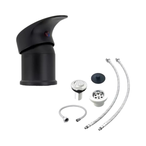 Monocomando para bidé con transferencia, zinc, 35mm, línea U Home, a juego con modelos Plus, negro mate. Monocomando para bidé con transferencia, zinc, 35mm, línea U Home, a juego con modelos Plus, negro mate.