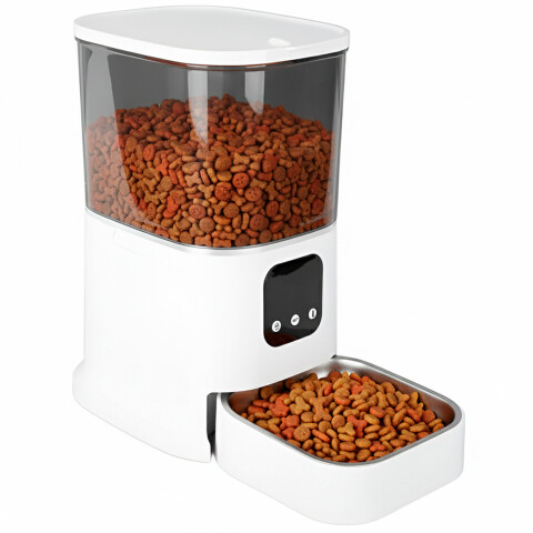 Comedero Dispensador Automático Inteligente Wifi Perro Gato Color Blanco Negro