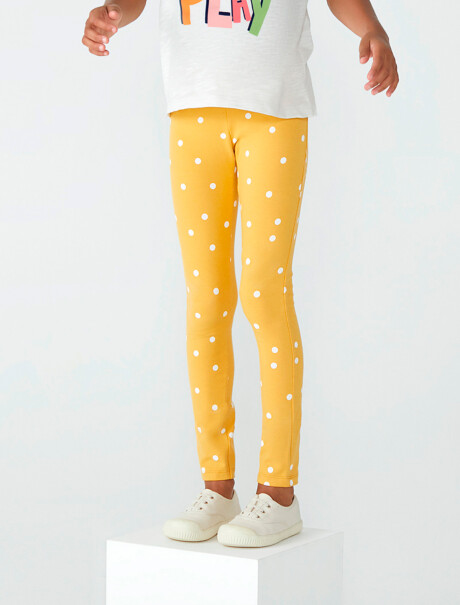 CALZA DE NIÑA ESTAMPADA SIN FELPA AMARILLO