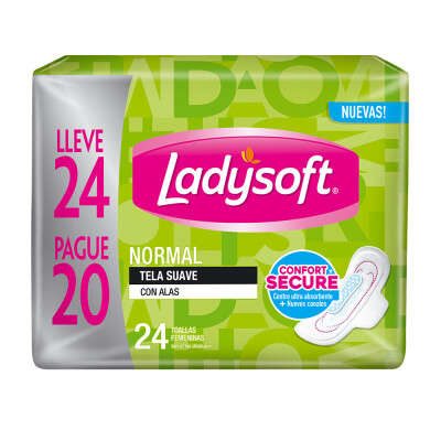 Toallas Femeninas Ladysoft Tela Suave 24 Uds. Toallas Femeninas Ladysoft Tela Suave 24 Uds.