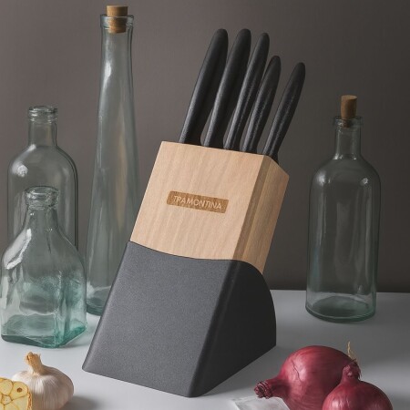 JUEGO DE CUCHILLOS CON TACO 6 PIEZAS TRAMONTINA PLENUS JUEGO DE CUCHILLOS CON TACO 6 PIEZAS TRAMONTINA PLENUS