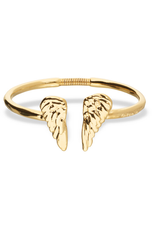 PULSERA RÍGIDA ALEACIÓN DE METALES BAÑADO EN ORO 18K CON DETALLE DE ALAS EN LOS EXTREMOS Pulsera