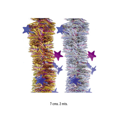 BOA METALIZADA 7CM X 2MT CON ESTRELLAS BOA METALIZADA 7CM X 2MT CON ESTRELLAS