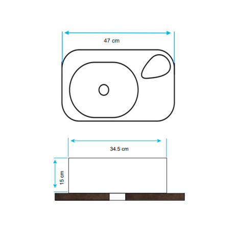 BACHA LAVATORIO DE APOYAR AQUALIA 34X47CM RECTANGULAR BLANCA MATE 000