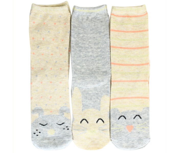 Medias de Niña MINI Miss Carol MEDIA ANIMAL PACK X3 Rosa / Gris / Rosado