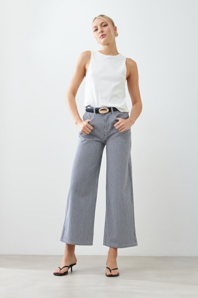 Pantalón de jean rayado crudo