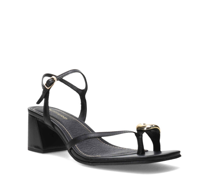Sandalia de Mujer Bottero tiras finas y aplique metalico Negro