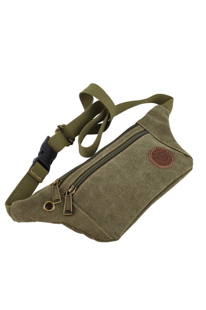 Riñonera chata de lona Verde