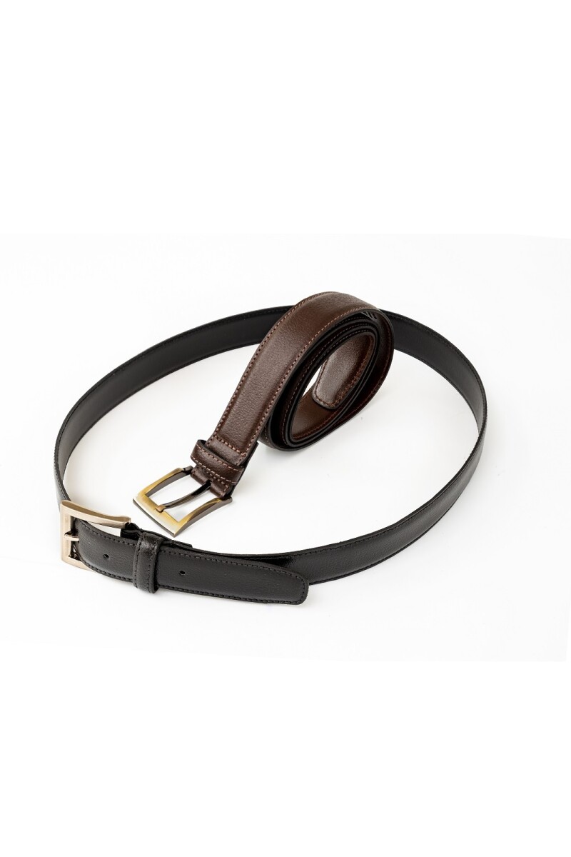 Cinto clasico de 30 mm en cuero y costura Marron