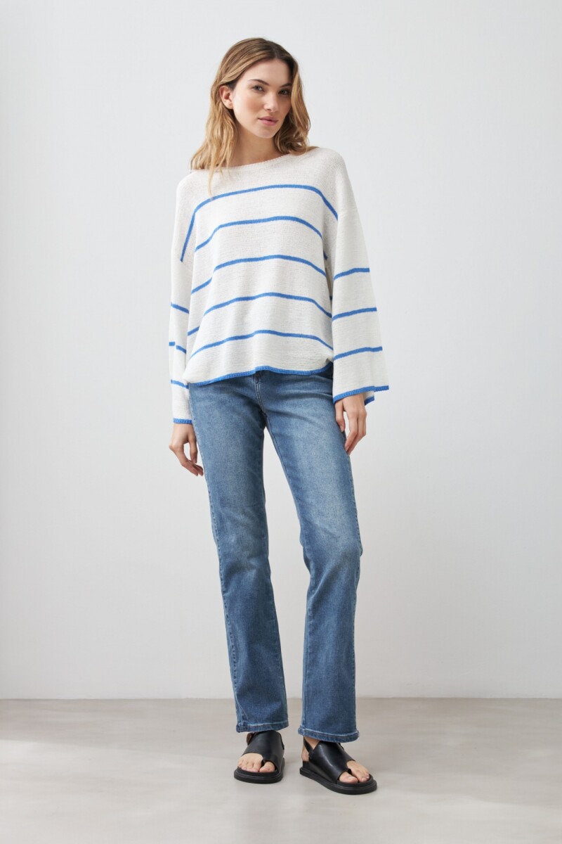 Sweater cinta rayado azul regata