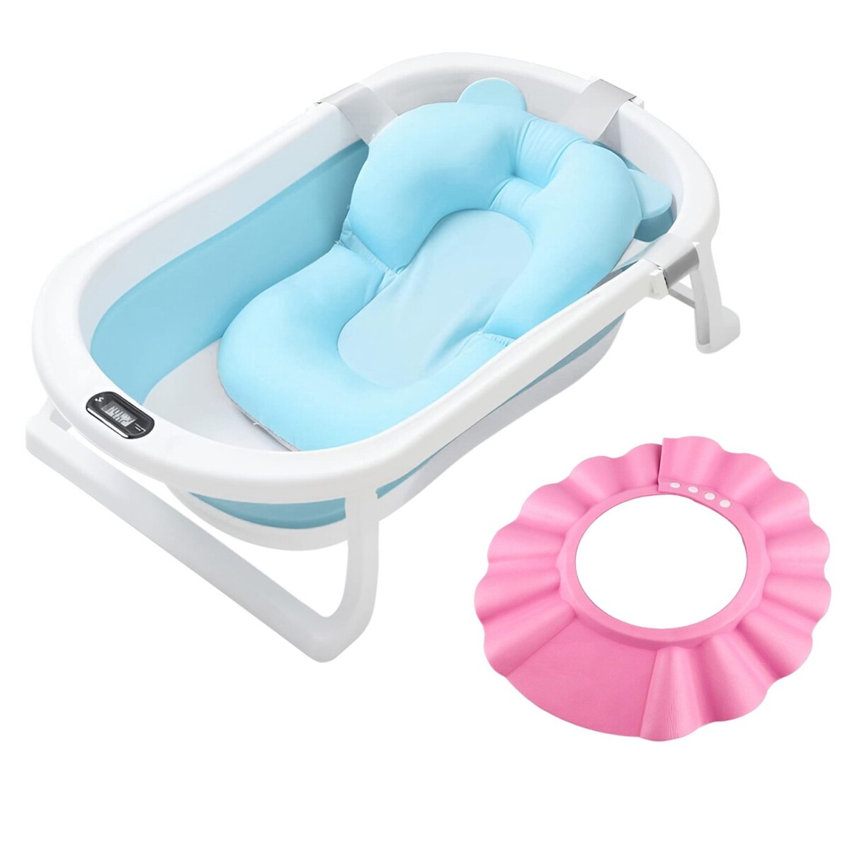Baño Bebé Plegable + Colchón Baby Splash + Gorra - Variante Color Rosa 
