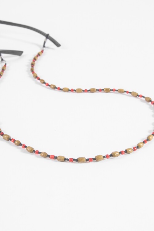 Correa de lentes cuentas madera multicolor