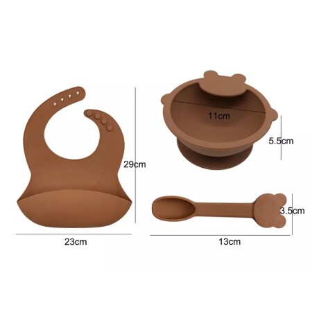 Set de Comida p/ Bebé con Babero Bowl y Cuchara de Silicona Gris