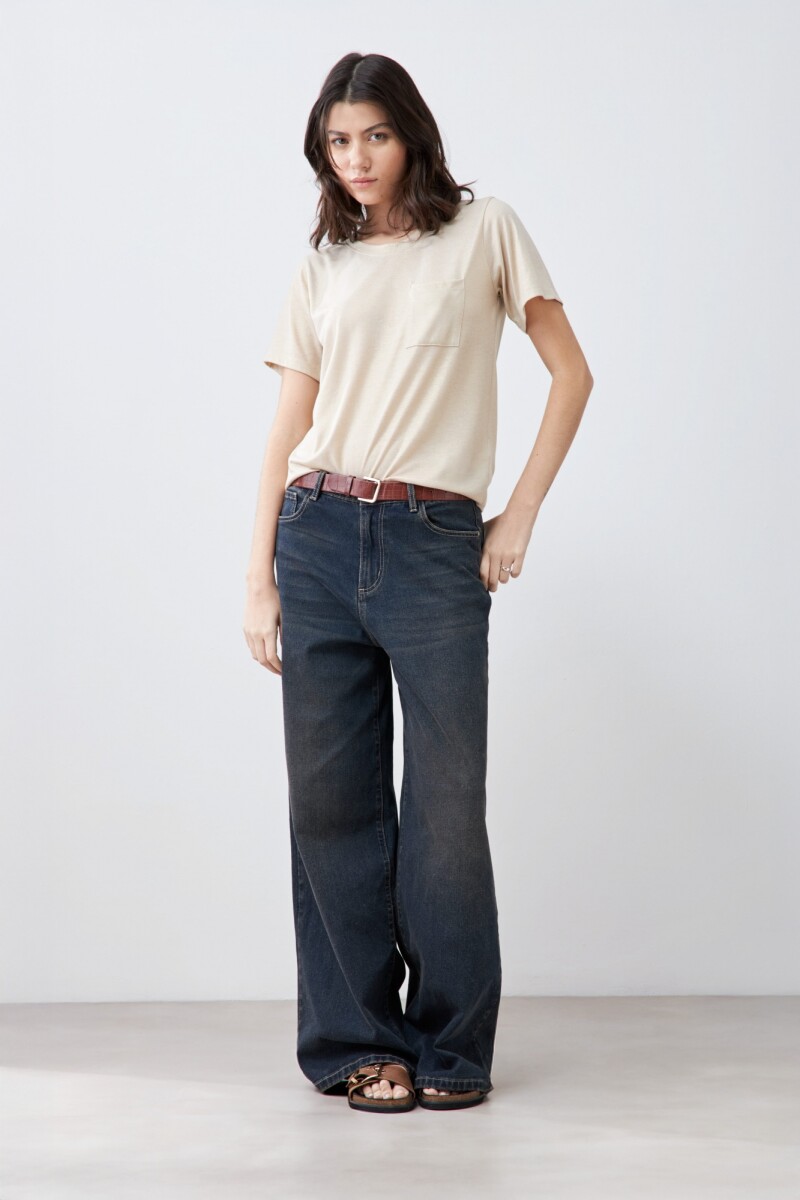 Remera con lurex beige