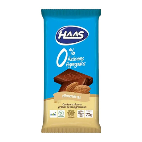 Tableta de chocolate Haas con almendras 0% azucar 70g Tableta de chocolate Haas con almendras 0% azucar 70g