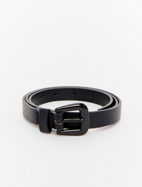 CINTURON FINO CON HEBILLA METÁLICA NEGRO