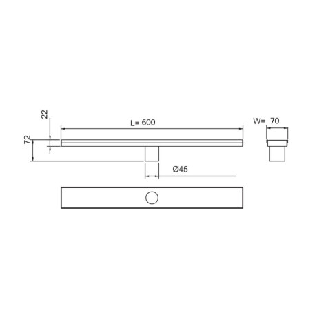 DESAGÜE RECTANGULAR EN ACERO INOX 60X7 000