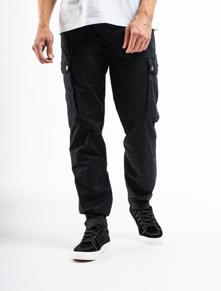 Pantalón Algodón Cargo Slim Negro