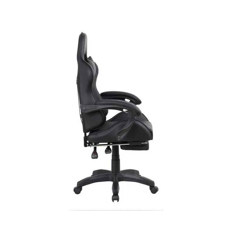 Silla gamer ergonomica reclinable con posapie negro Silla gamer ergonomica reclinable con posapie negro