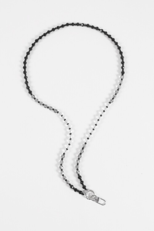 Cordón mostacillas para celular negro