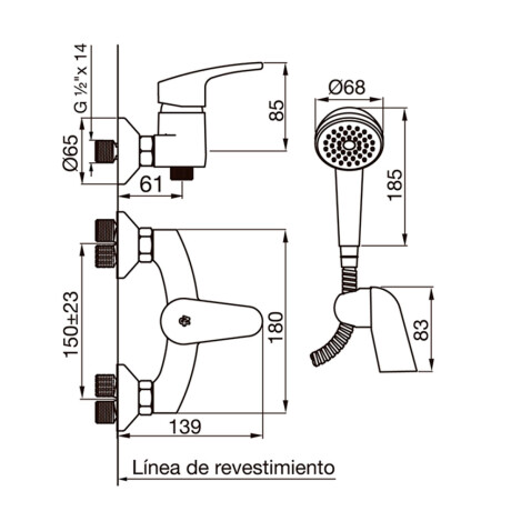 Griferia De Ducha Exterior Linea Llosa Fv 000