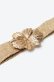 Cinturón de rafia hebilla flor beige